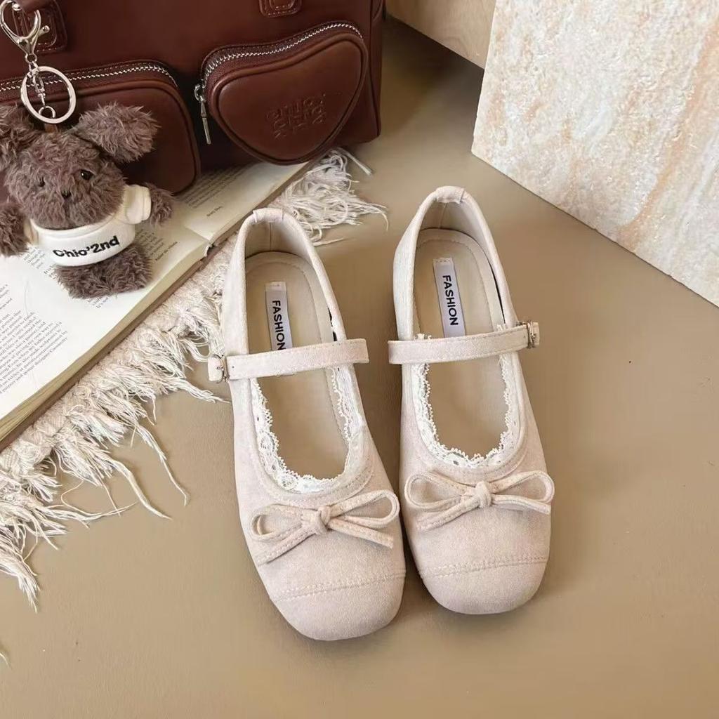 Evening Shoes Gentle Bow Mary Jane Single Shoes Women's Shoes Inner Height Increase Spring Soft-soled French Shoes Ballet Shoes