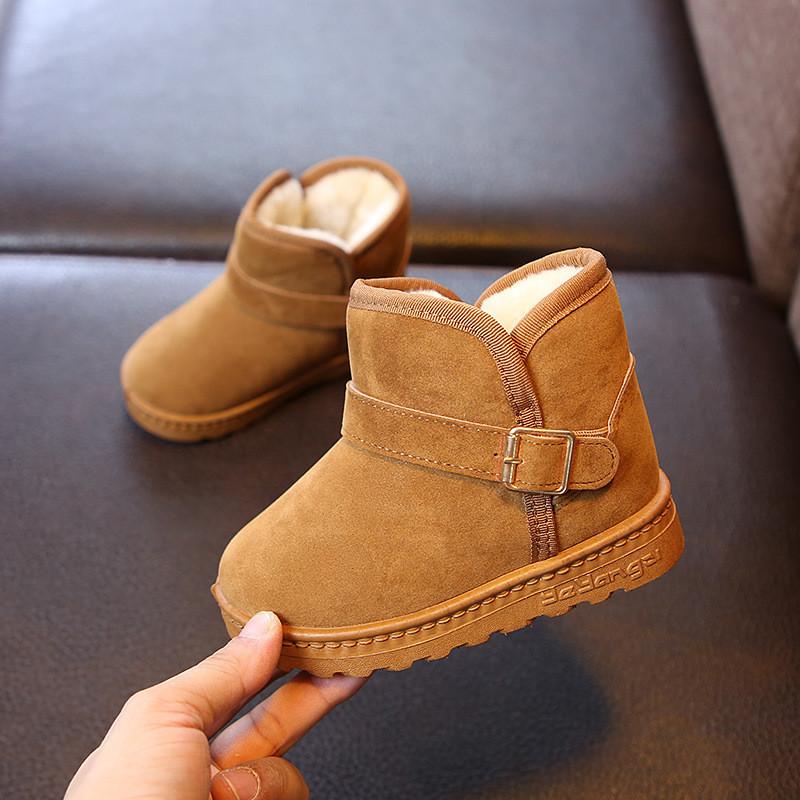 Luxury Children Fur Slippers Boot Retro Round Head Cotton Baby Girl Boy Winter Plush Warm Home Shoes Non-slip Kids Slipper