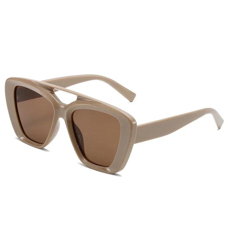 Summer New Large Frame Double Beam Sunglasses High Texture Fashionable Personalized Outdoor Uv400 Protection Sunglasses