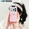 KEYSION Милый 3D Мультяшный Розовый Сморкающийся Поросенок Уши Чехол для Телефона для iPhone 13 14 15 16 17 Pro Max Мягкий Силикон Ударопрочный Задний Чехол