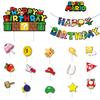 Super Mario Birthday Party Decoration Set Cartoon Themed Flags And Cake Toppers