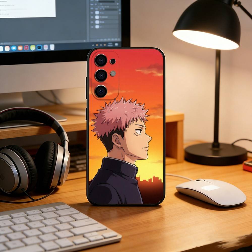 Чехол для телефона с аниме J-Jujutsu Kaisen Y-Yuji Itadori, Черный силиконовый, Мягкий, Для Samsung S25, S24, S21, S22, S23, S30, Ultra, S20, Plus, Fe, Lite