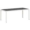 VidaXL Table de Jardin avec Dessus en Verre, Table à Manger, Table de Repas, Meuble de Patio Terrasse Extérieur, Blanc 368129