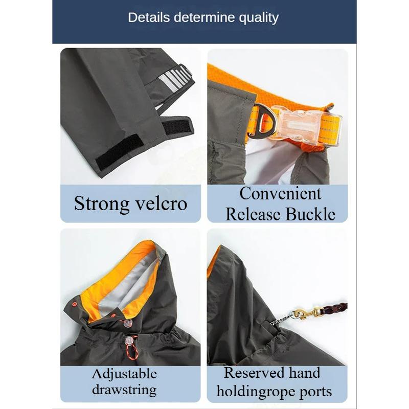 Dog Raincoat Medium Large Dogs Full Package Waterproof Pet Poncho Cool Four-legged Pet Raincoats Split Type Reflective Sticker Pet Products Supplies