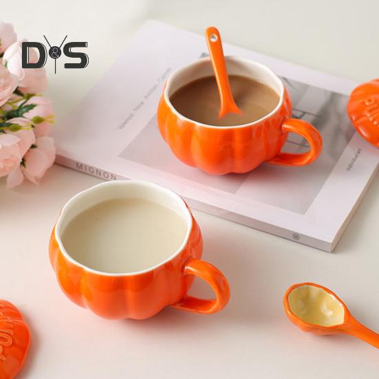 300 мл Тыквенная кружка с крышкой Осенняя кофейная кружка Кружки на День благодарения Тыквенная керамическая кофейная кружка Милые чашки для чая и кофе на день рождения Жены Мамы Девочки Друзья