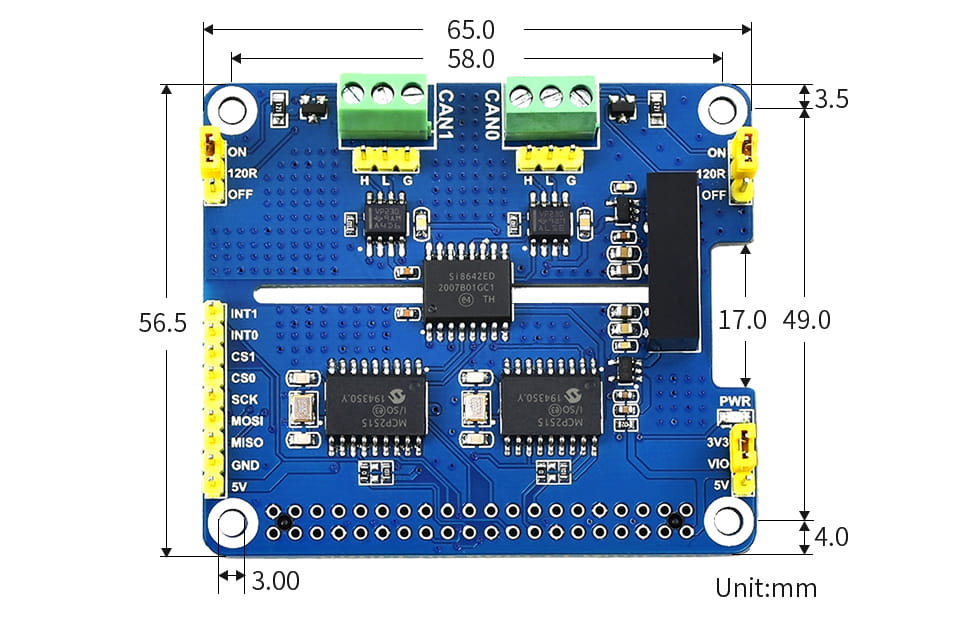 2-Channel Isolated CAN Bus Extension for Raspberry Pi