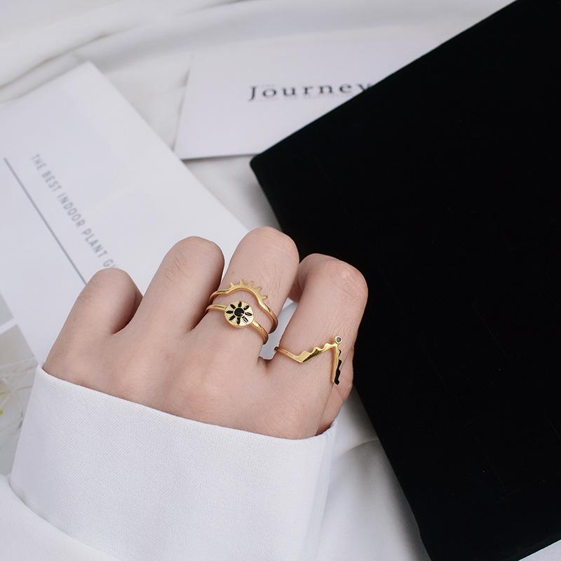 Chic Korean Style 925 Sterling Silver & 24K Gold Geometric Women's Ring