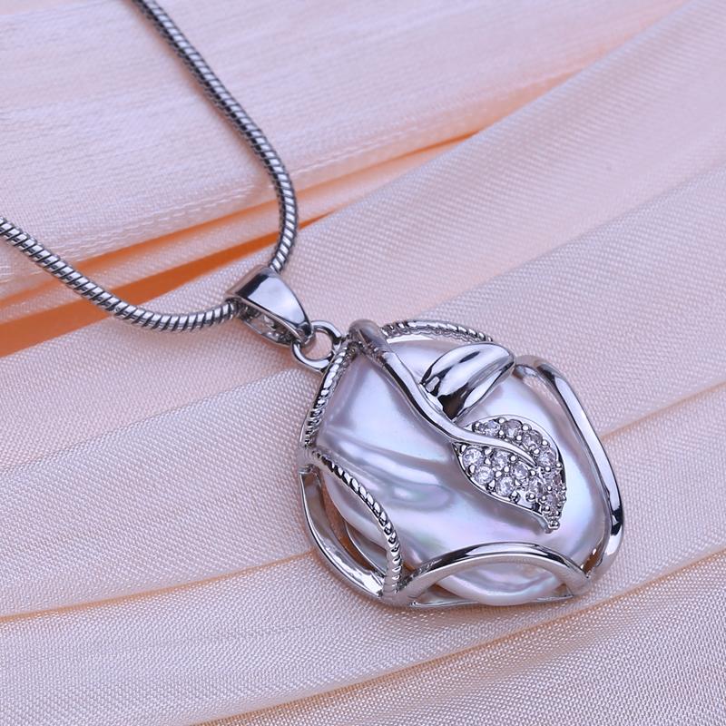 SENIKO натуральный пресноводный большой жемчуг в стиле барокко ожерелья для женщин модный цветок кулон с кубическим цирконием с цепочкой подарок на день рождения