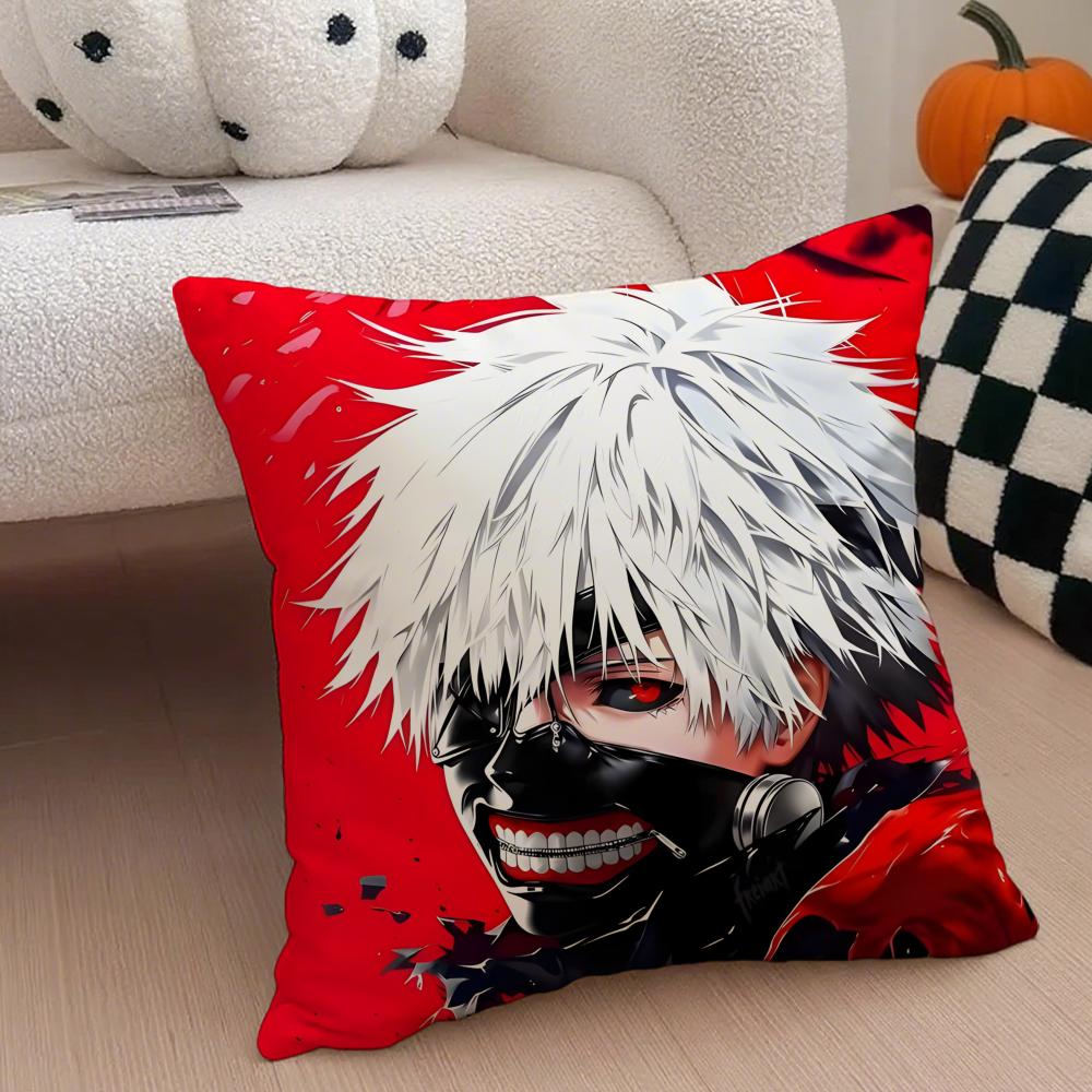 Grim Haunting Tragic Anime TTokyo Ghoul Cushion Cover Throw Pillow Cover Hidden Button Durable Polyester Chair Cushion