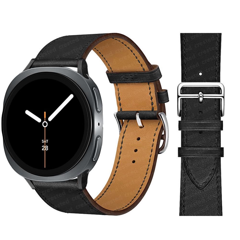Изысканный кожаный ремешок Для Samsung Galaxy Watch 8 ремешок 40 мм 44 мм металлическая пряжка Браслет ремешок Galaxy Watch 8 classic 46 мм ремешки