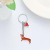 Kawaii Cute Dachshund Keychain Creative Cartoon Metal Dog Pendant Keyring Bag Decoration For Couple Gifts