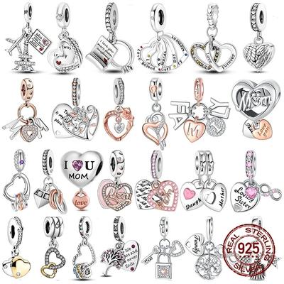 Серебро 925 пробы Сердце Мама Подвеска Ловец снов Шарм DIY Украшения Для Женщин Оригинальный Браслет Бусины