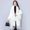 New Mid To Long Style Fur Collar Shawl Cape Plus Size Knitted Cardigan with Tassels for Women's Outerwear