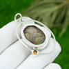 Oval Natural Fruit Jasper Citrine Bezel Engagement Unique New Pendant 925 Silver