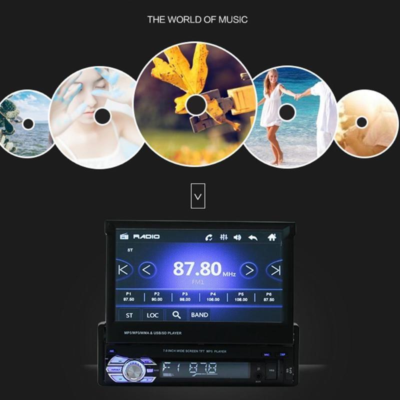 1 Din 7inch HD Touch Screen Bluetooth Car Stereo GPS MP5 MP3 Player Radio USB/TF/AUX