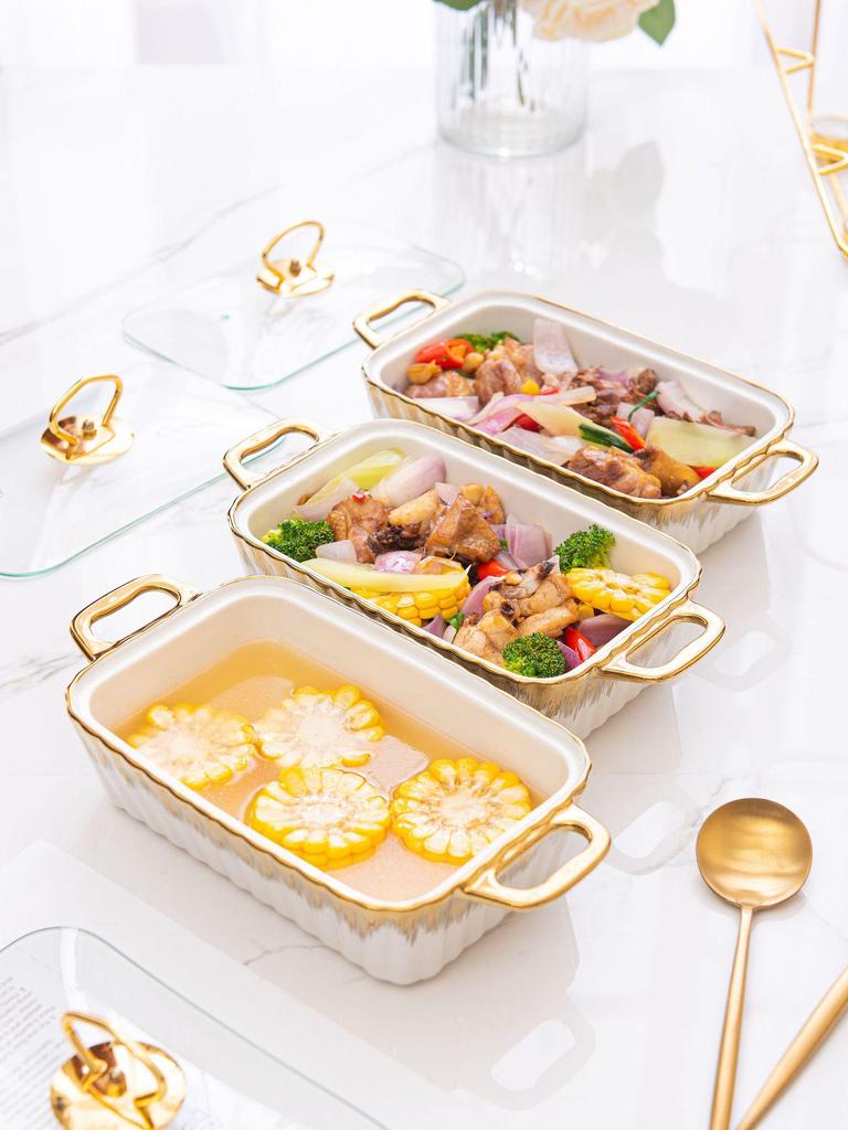 Керамическая кастрюля с двумя ухами и набор для выпечки, 3 предмета