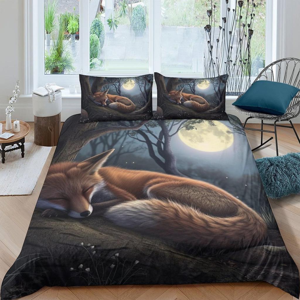 Fox Printed Duvet Cover Quilt Cover Bedding Set Comforter Covers For Childrens Kids And Adults Warm Soft Comfortable Breathable