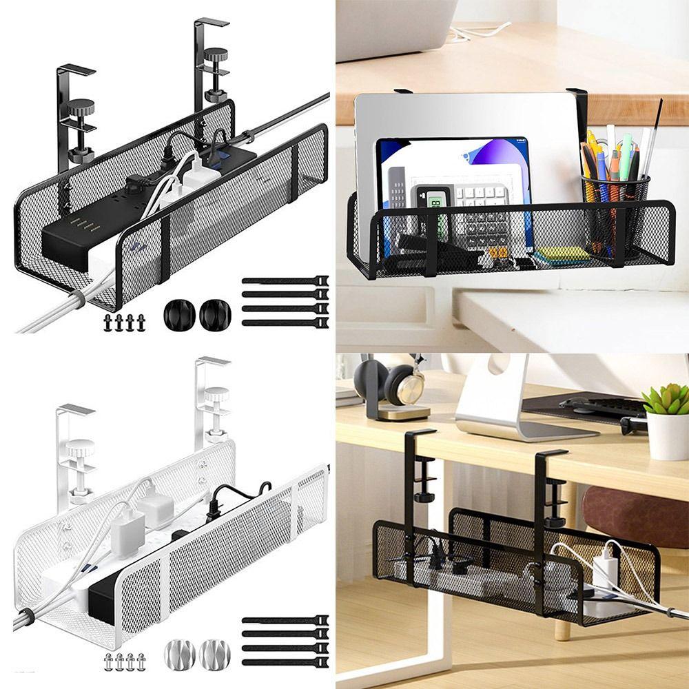 Easy Install Desk Cable Organizer Black White Under Table Cord Organizer Computer Desk
