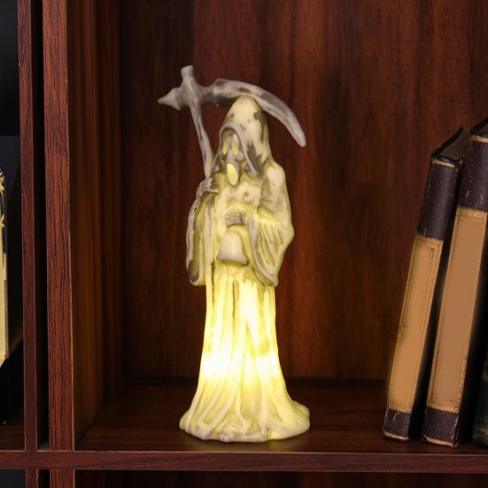 Ночник 'Коса Жнеца' на Хэллоуин, Светодиодный настольный декор 'Жнец', Теплый светящийся орнамент для жуткой вечеринки, дома
