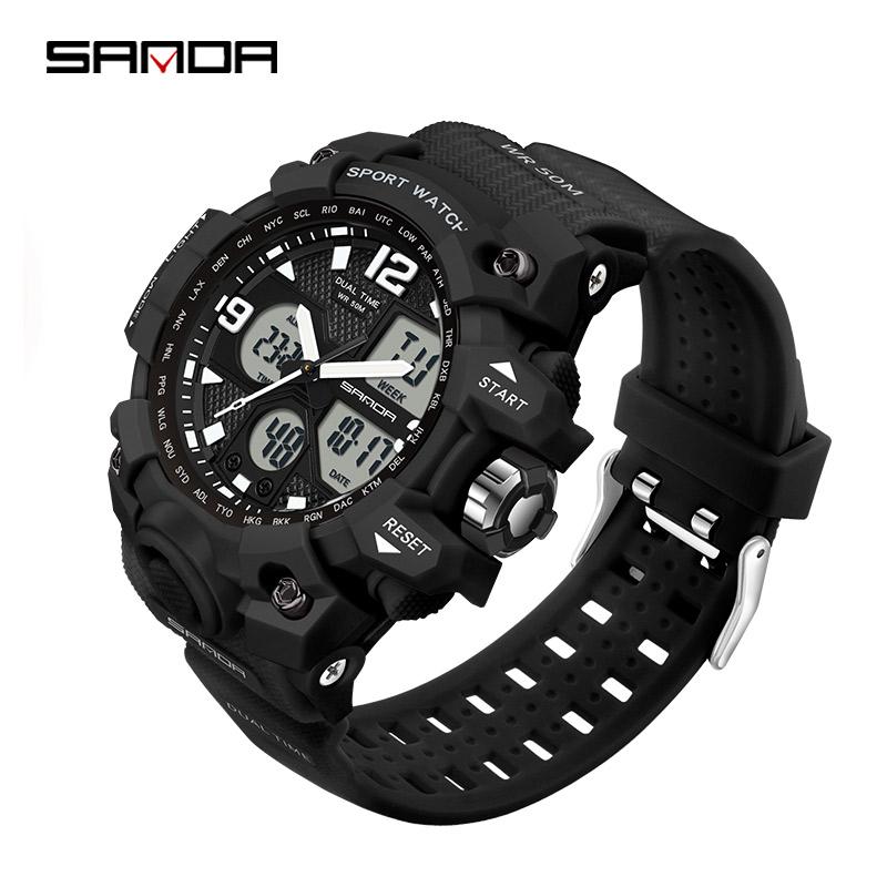 SANDA Новые простые модные спортивные электронные часы с ночным светом, студенческие мужские часы