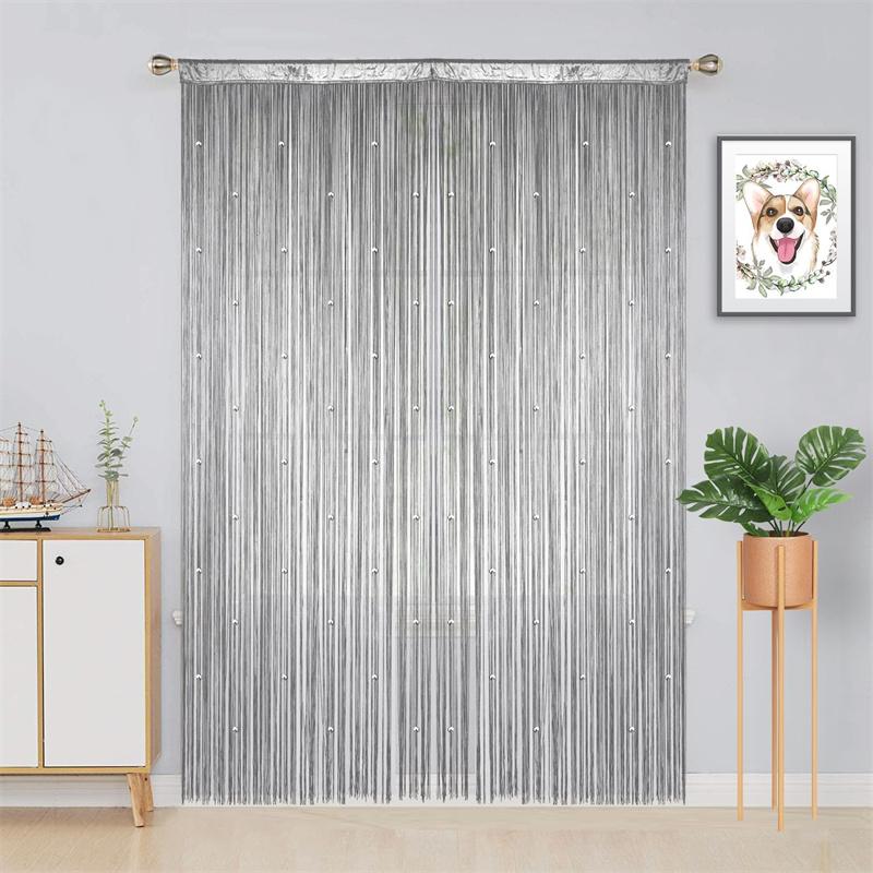 2 шт. Нитяные шторы с блестящей бахромой для окна 39 x 79 дюймов, разделитель для двери, полоска с кисточками для свадьбы, гостиной, ванной комнаты, кофейни