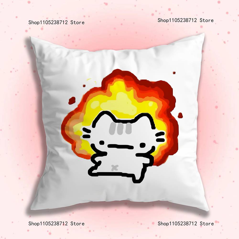 Adorable Cute Cartoon Cat Pillow Case Plush Fabric Soft Pillowcase Double Sided Print Sofa Cushion Cover Throw