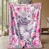 White Tiger Swimming Theme blanket Lightweight Warm Flannel Blanket Decorative Throw Blanket for Home Decoration