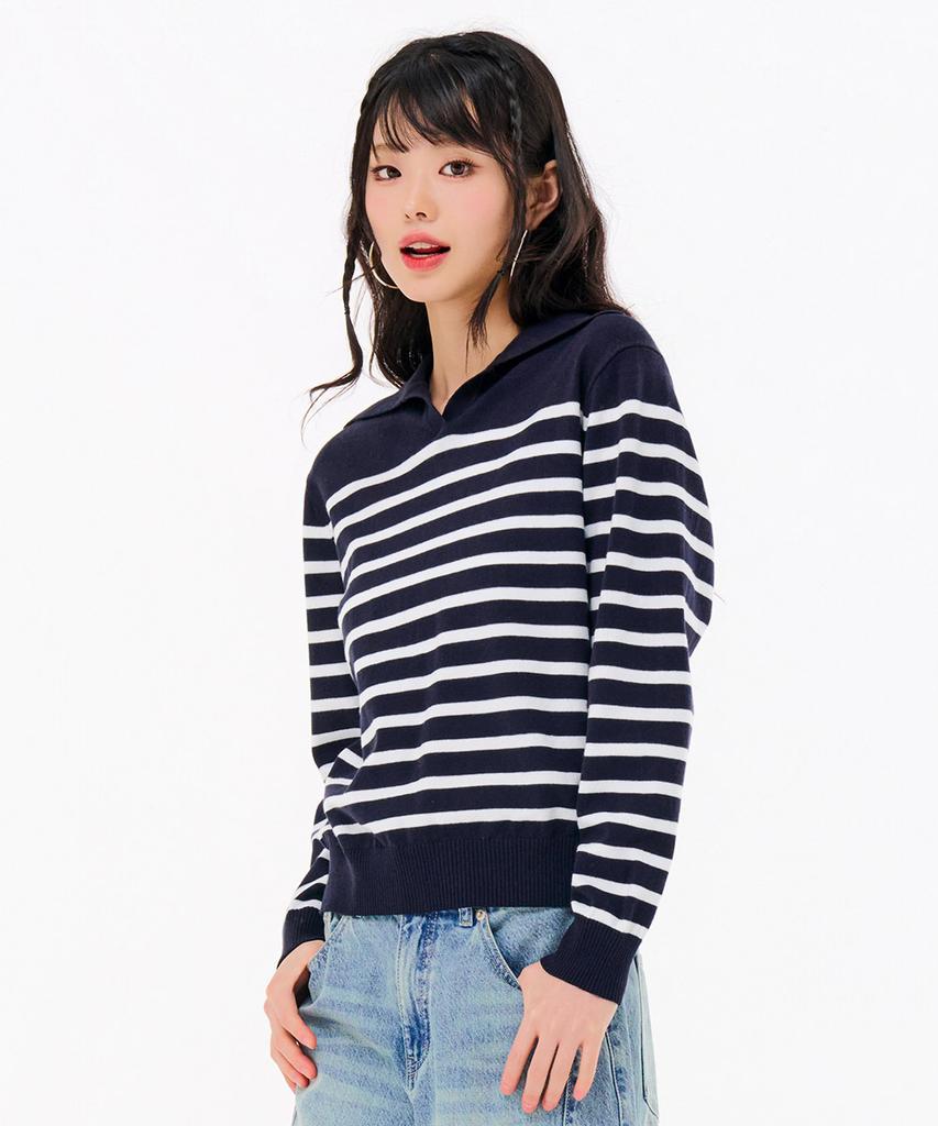 CHASECULT Women'S Striped Collar Sweater-Farg5263B04