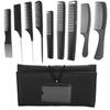 10pcs Set Hairdressing Comb Kit Large Capacity Hairstyling Comb Storage Bag Case Kit