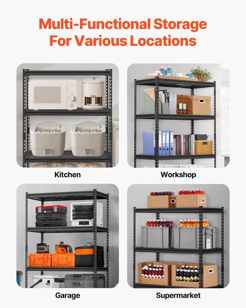 Storage Shelves 4 Tier Adjustable Heavy Duty Garage Shelving Unit 2400 lbs