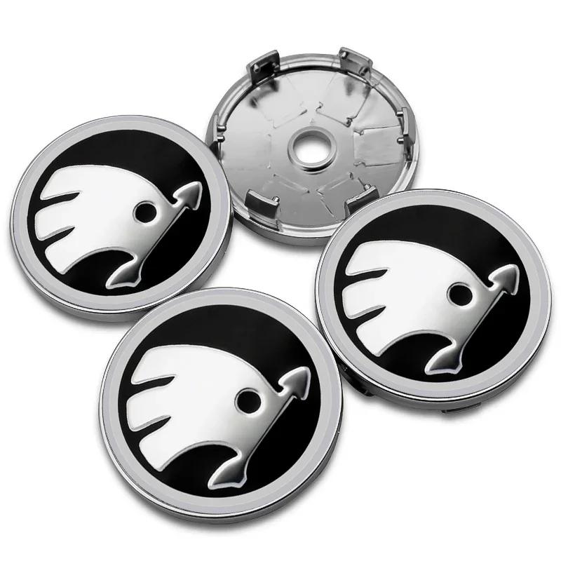 2025 New 4Pcs 56mm Wheel Center Caps Aluminum Domed Sticker Logo Alloy Badge For Skoda Rapid Octavia A5 RS Kodiaq Fabia A7 Acces