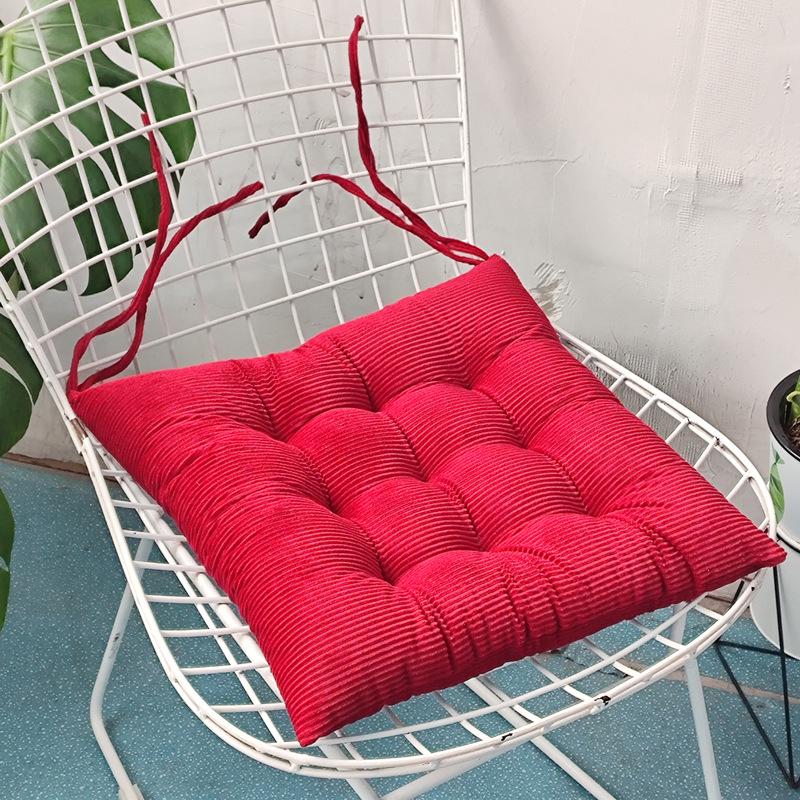 Warm Corduroy Strap Chair Cushion - Solid Color, Comfortable Chair Pad for Autumn and Winter