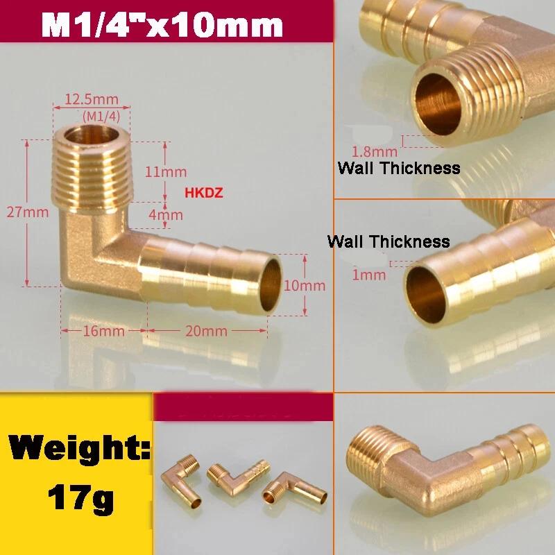 Brass 1/8" 3/8" 1/4" 3/4" BSP 90 Degree Male Elbow Barbed Hose Tail Pipe Air Gas Fitting Pagoda Connector 6/8/10/12/14/19mm