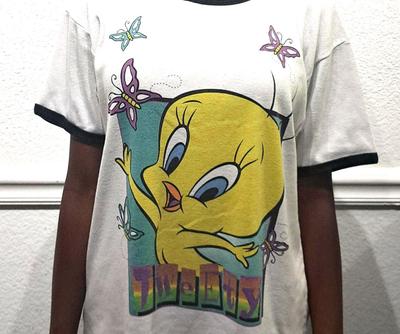 Vintage 90s Tweety Looney Tunes Light Blue Modeled T-shirt Size XL