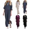 Женское модное повседневное темпераментное длинное платье с v-образным вырезом на весну и лето, новое женское свободное длинное платье из хлопка и конопли большого размера с карманами