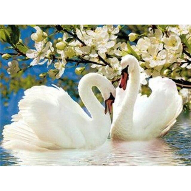 DIY 5D Diamond Painting White Swan Animal Diamond Mosaic Cross Stitch Kit Diamond Embroidery Wall Home Decoration Art