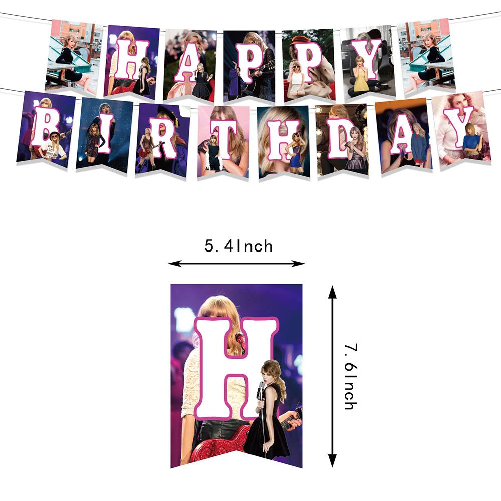 32Pcs Taylor Themed Party Supplies Set w/ Banner Balloons Cake Toppers for Fans