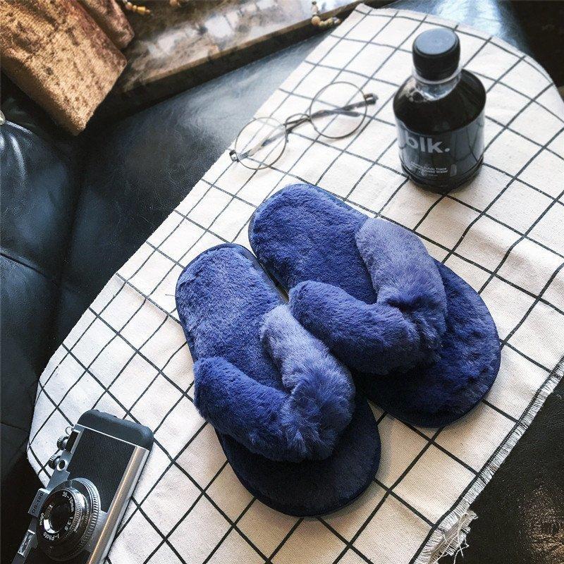 Осенние и зимние плюшевые тапочки женские домашние хлопковые шлепанцы плюшевые шлепанцы нескользящая верхняя одежда теплые пушистые тапочки