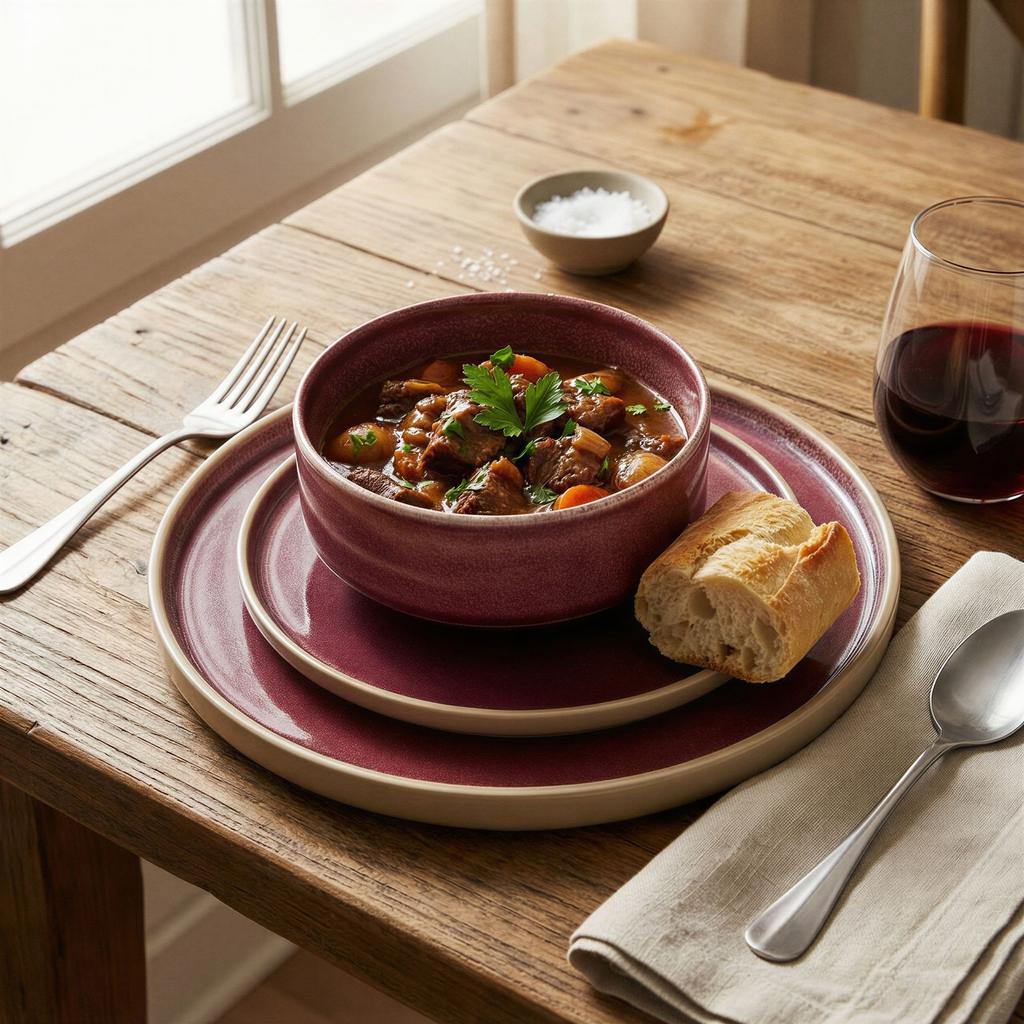 DINNER SET SET OF PLATES FOR 1 PERSON 3-PIECE STACK VIOLET Ø15-26 cm