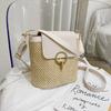 2025 Summer New Crossbody Straw Bag Hand-to-hand Women's Bag Hollow Woven Vacation Bag Shoulder Bucket Bag