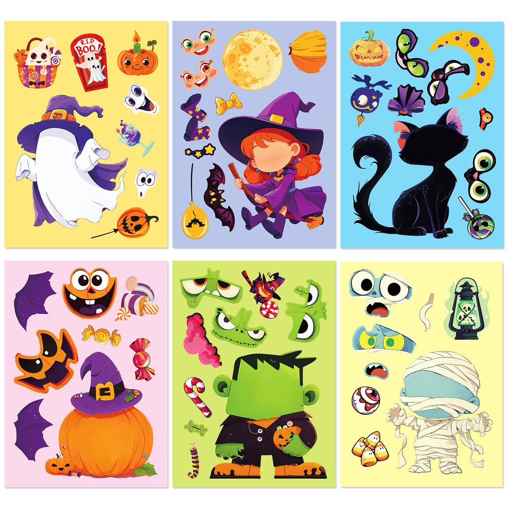Big Sale/Set of Halloween Puzzle Stickers Cute Little Ghost Stickers Face Stickers Halloween Puzzle
