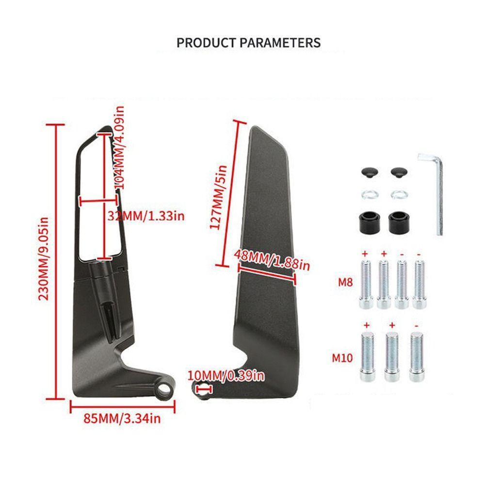 1Pair Frosted Black Stealth Mirrors Aluminum Alloy Adjustable Mirrors For All Mosaic Lens