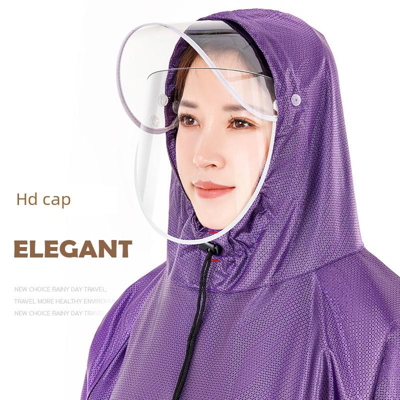 Raincoat for Bicycles, Electric Bikes, Long Full-Body Storm-Proof Rain Poncho for Women, Adult Outerwear, Single-Person, Detachable Rain Poncho