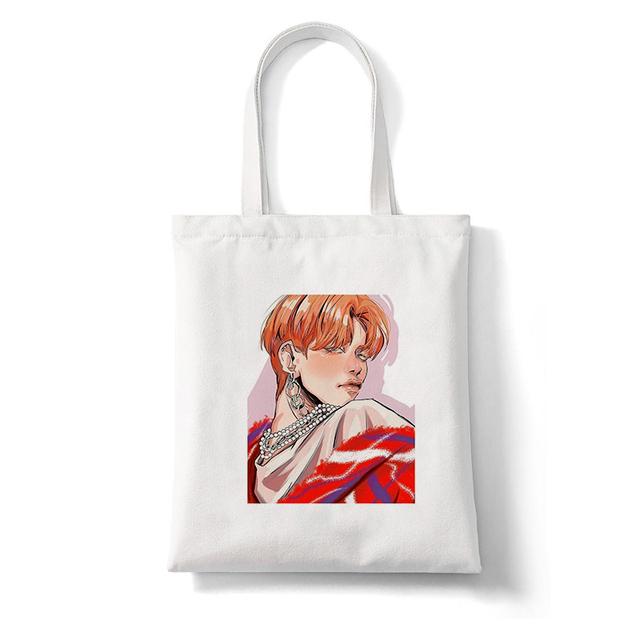 Сумка-шоппер Корея Ulzzang ATEEZ Kpop Комбинация хип-хоп с хипстерским принтом Сумки для покупок Эко-холщовая сумка-тоут для фанатов Pacakge Hand Bag