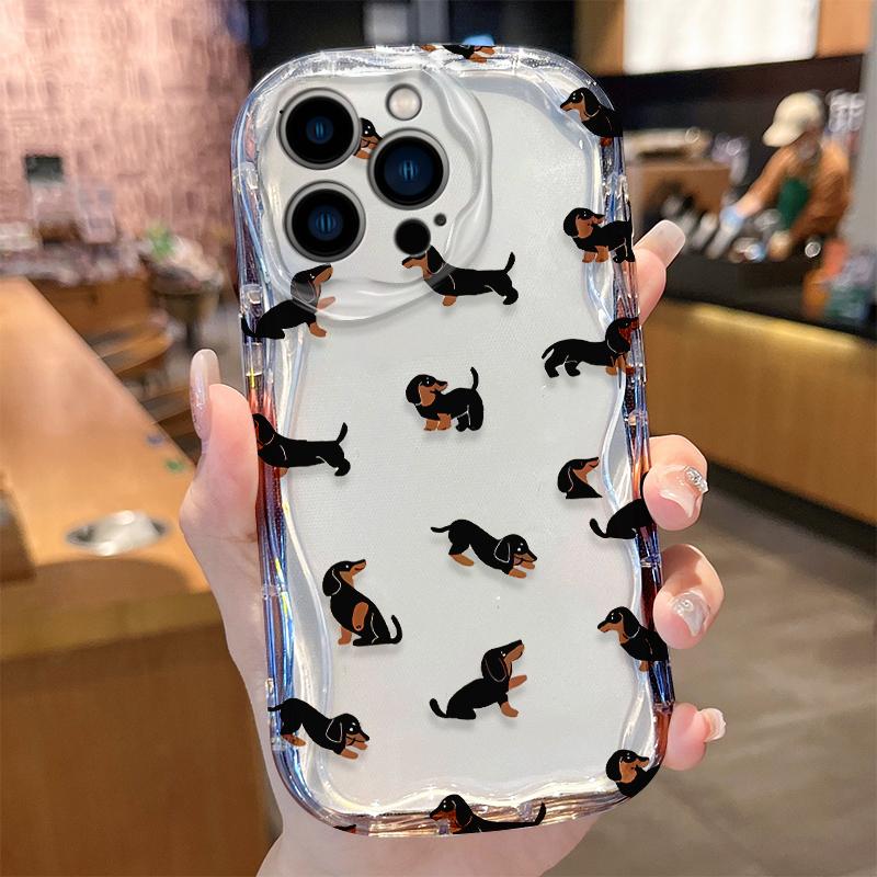Модный простой чехол с щенком таксы для iPhone 17 16 E 15 14 13 12 Mini 11 Pro Max 8 7 Plus Мягкий силиконовый моющийся чехол Funda