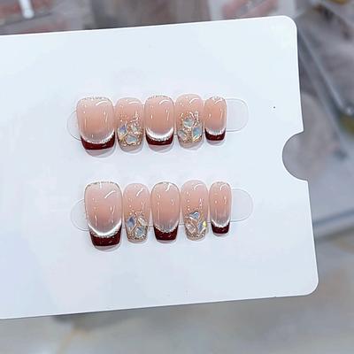 Чисто ручная работа Фототерапия Носить Ногти Таблетки Половина Сахара Черный Чай Носить Ногти Готовый Продукт Повторно Использованный Дизайн Ногтей