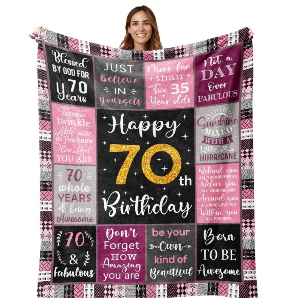 80th Birthday Gift Blanket Print Soft and Comfortable Flannel Blanket for Sofa Bed Living Room