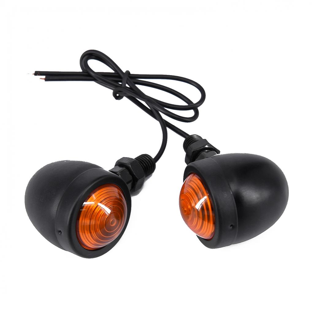 Replacement Lights Lamp Part Decor Set 2Pcs Black Motorcycle Cafe Turn Signal