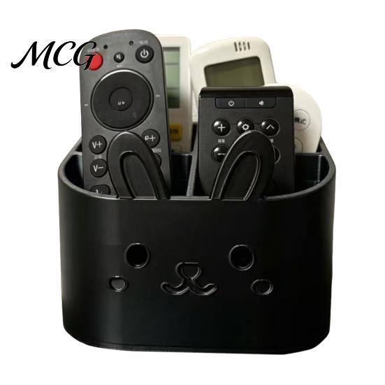 Desktop Storage Caddy 3D Printed Remote Control Holder, Animal Design Box Rabbit Organizer for Desk, 4-Compartments TV