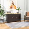 Sideboard Buffet Cabinet With Doors And Adjustable Shelves For Living Room Entryway Black And Natural